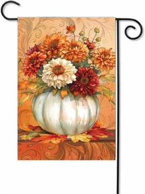 Pumpkin Mums Decorative Garden Flag
