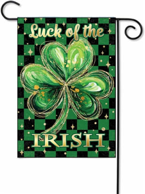 Checkered Shamrock Decorative Garden Flag
