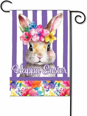 Floral Bunny Decorative Garden Flag