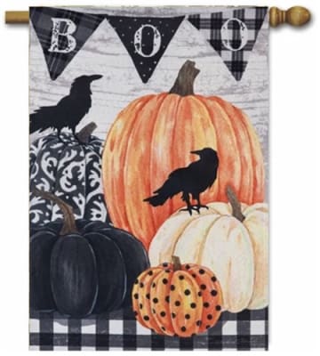 Pumpkins and Crows Linen Decorative House Flag