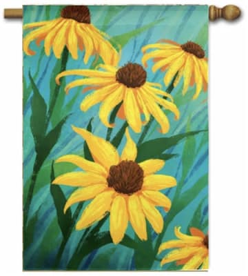 Black-Eyed Susies Suede Decorative House Flag