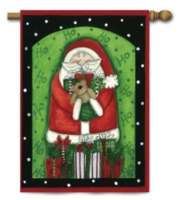 Santa and Presents Decorative House Flag
