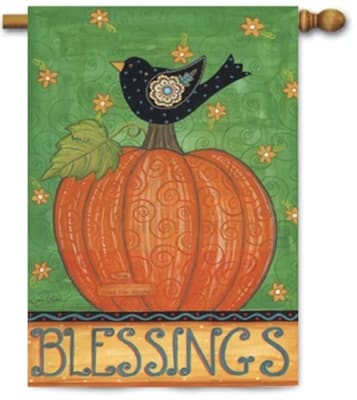 Blessings Bird on Pumpkin Decorative House Flag
