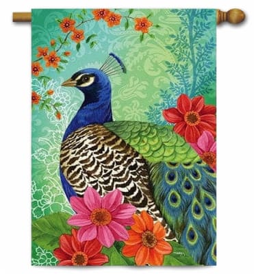 Peacock and Paisley Decorative House Flag