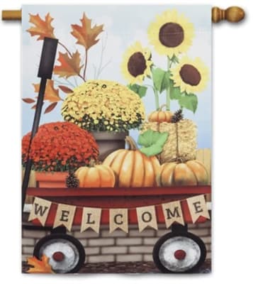 Autumn Red Wagon Decorative House Flag
