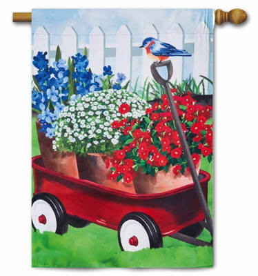 Americana Red Wagon Decorative House Flag