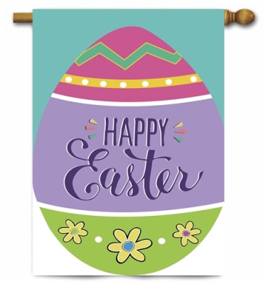 Happy Go Lucky Easter Applique Decorative House Flag