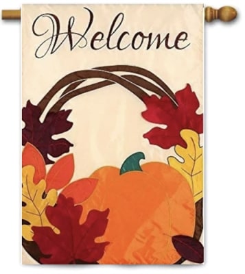 Welcome Wreath Applique House Flag