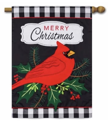Merry Christmas Cardinal Garden Applique House Flag