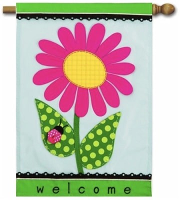 Welcome Daisy  Applique Decorative House Flag