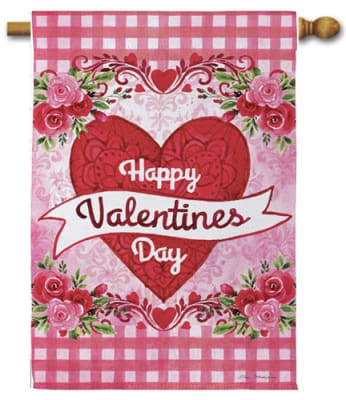 Checks & Swirls Valentines Suede House Flag