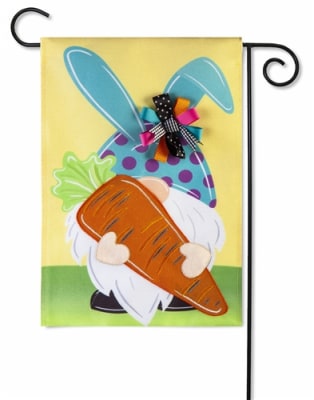 Gnome Bunny Burlap Decorative Garden Flag