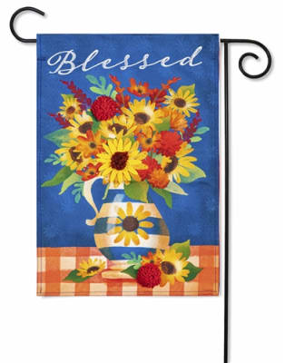 Blessed Floral Arrangement Linen Decorative Garden Flag