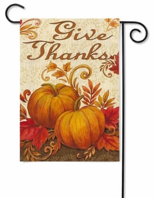 Give Thanks Pumpkins Decorative Garden Flag