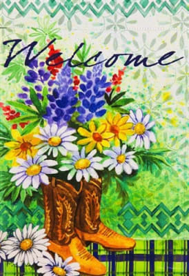 Summer Floral in Boots Decorative Garden Flag