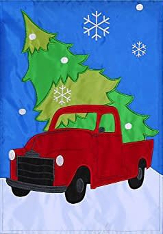 Tree on Truck Applique Garden Flag