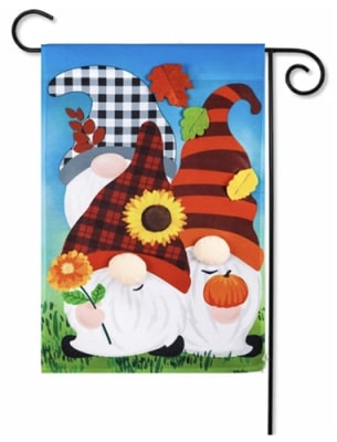 Fall Gnome Trio Applique Garden Flag