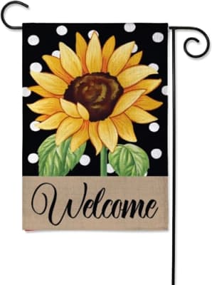Polka Dot Sunflower Burlap Decorative Garden Flag