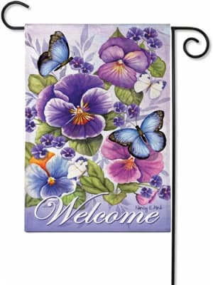 Cheerful Pansies Burlap Decorative Garden Flag