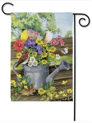 Watering Can Bunch Suede Decorative Garden Flag