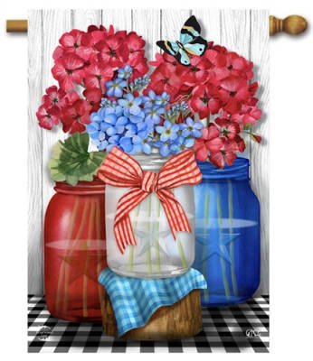 Red White and Blue Jars Decorative House Flag