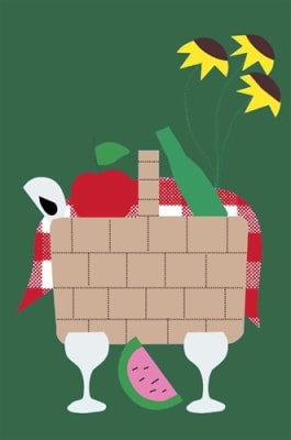 Picnic Basket Handcrafted Mid Size Flag