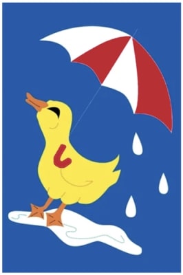 Quackin' in the Rain Handcrafted Mid Size House Flag