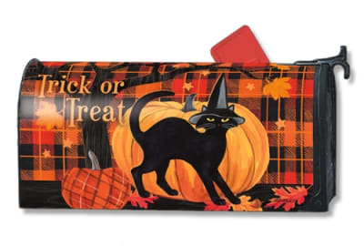 Witch Hat Cat MailWraps Magnetic Mailbox Cover