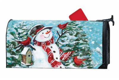 Snowman with Cardinals MailWraps Mailbox Cover
