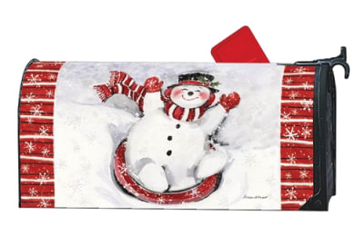 Sledding Snowman MailWraps Mailbox Cover