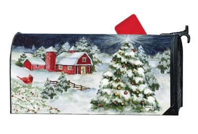 Red Barn Christmas  MailWraps Mailbox Cover