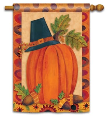 Pilgrim Pumpkin BreezeArt Standard House Flag