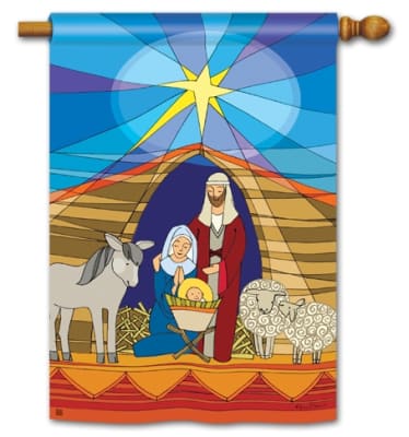 Stained Glass Nativity BreezeArt Standard House Flag