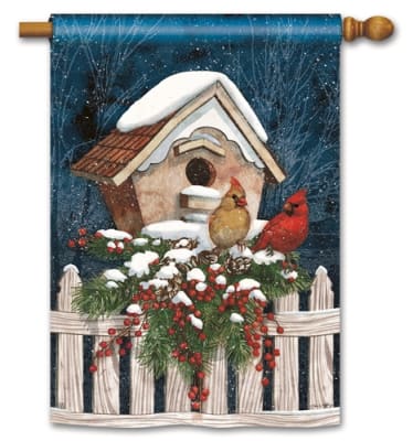 Winter Home Cardinals BreezeArt Standard House Flag