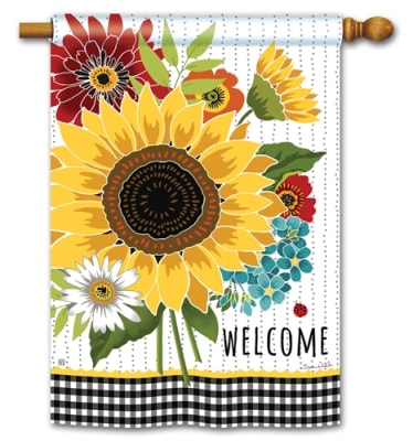 Sunflower Checks BreezeArt Standard House Flag