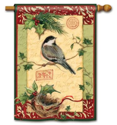 Holiday Chickadee BreezeArt House Flag