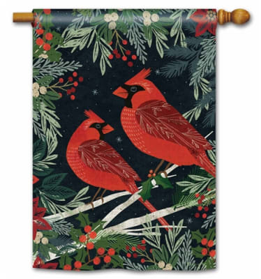 Cardinals and Berries BreezeArt Standard House Flag