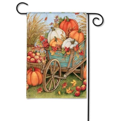 Pumpkin Wagon BreezeArt Garden Flag