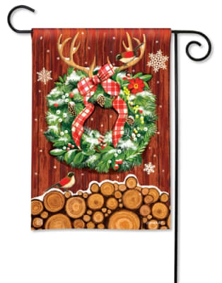 Cozy Cabin Wreath BreezeArt Garden Flag