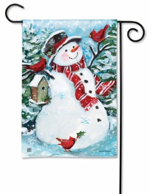 Snowman with Cardinals BreezeArt Garden Flag