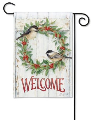 Chickadee Wreath BreezeArt Garden Flag