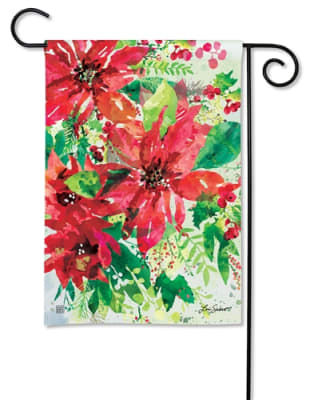 Watercolor Poinsettia BreezeArt Garden Flag