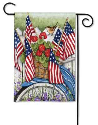 Red, White and Blue Bike BreezeArt Garden Flag