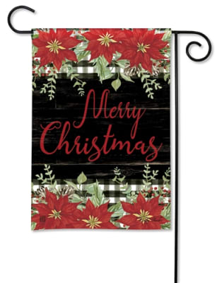 Poinsettia and Checks BreezeArt Garden Flag