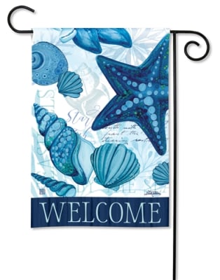 Blue Seashells BreezeArt Garden Flag