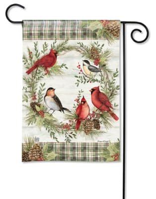 Winter Bird Wreath BreezeArt Garden Flag