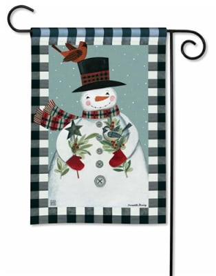 Holly Snowman BreezeArt Garden Flag