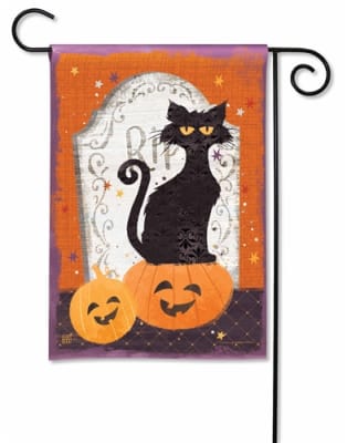Black Cat and Pumpkins BreezeArt Garden Flag