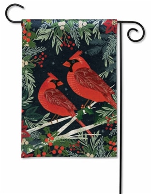 Cardinals and Berries BreezeArt Garden Flag