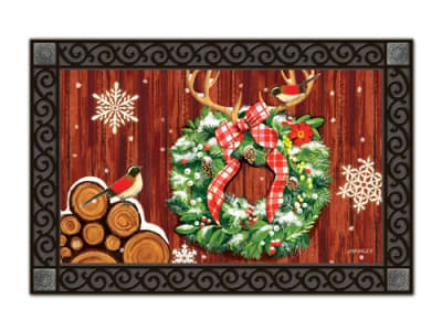 Cozy Cabin Wreath MatMates Doormat